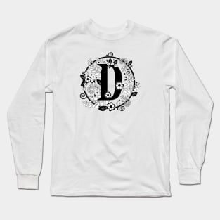 Black and White D Initial Long Sleeve T-Shirt